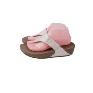 FitFlop Women's Light Beige Slip On Wedge Thong Flip Flops Sandals Size US 9